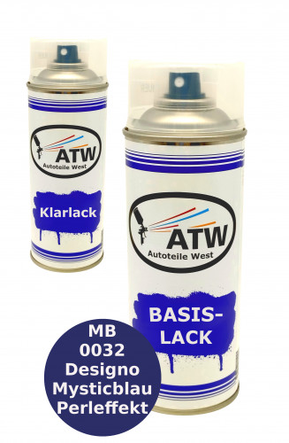 Autolack für Mercedes 0032 Designo Mysticblau Perleffekt +400ml Klarlack Set